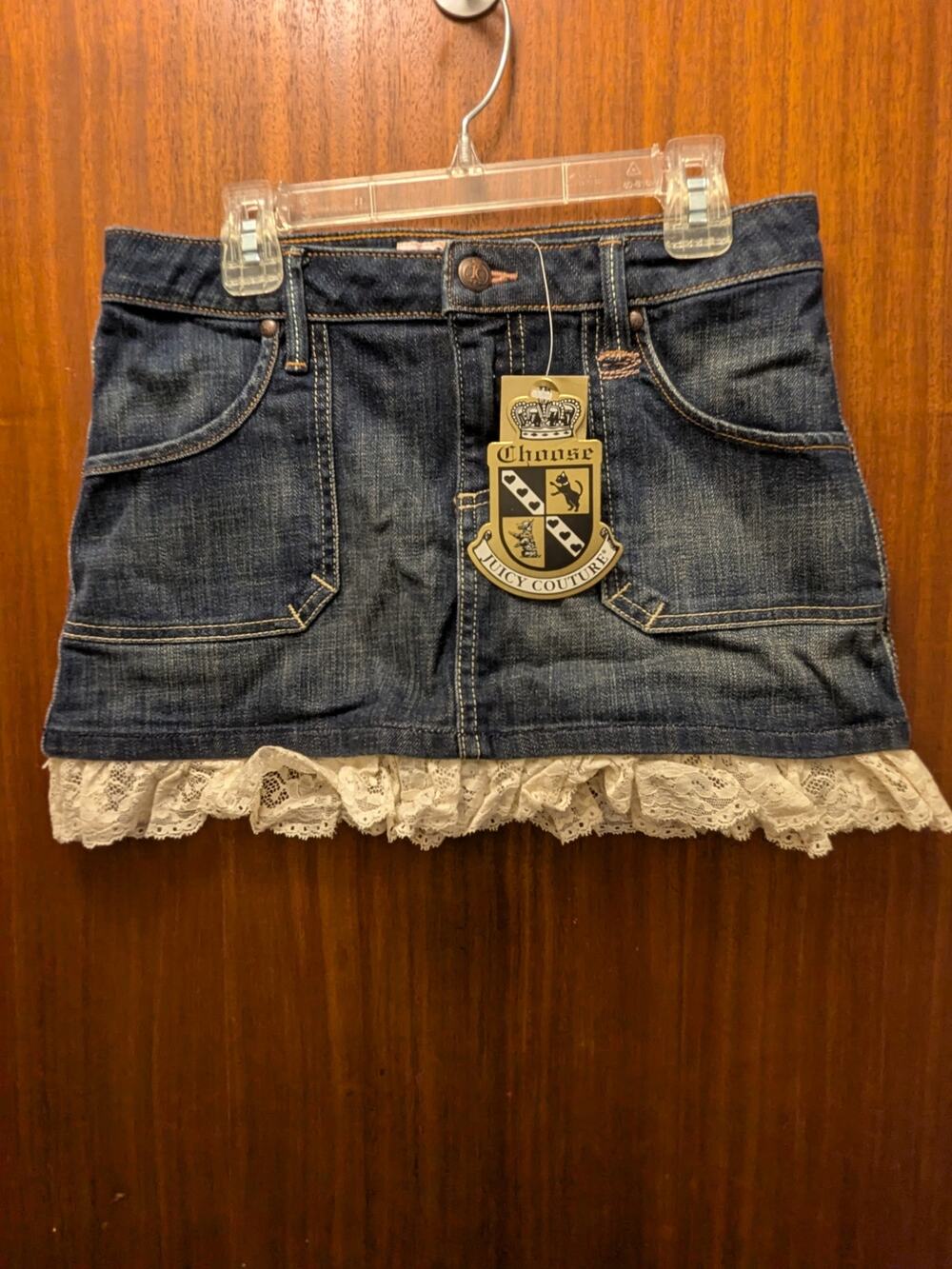 Vintage Juicy Couture Girls Denim Skirt Size 14 NWT